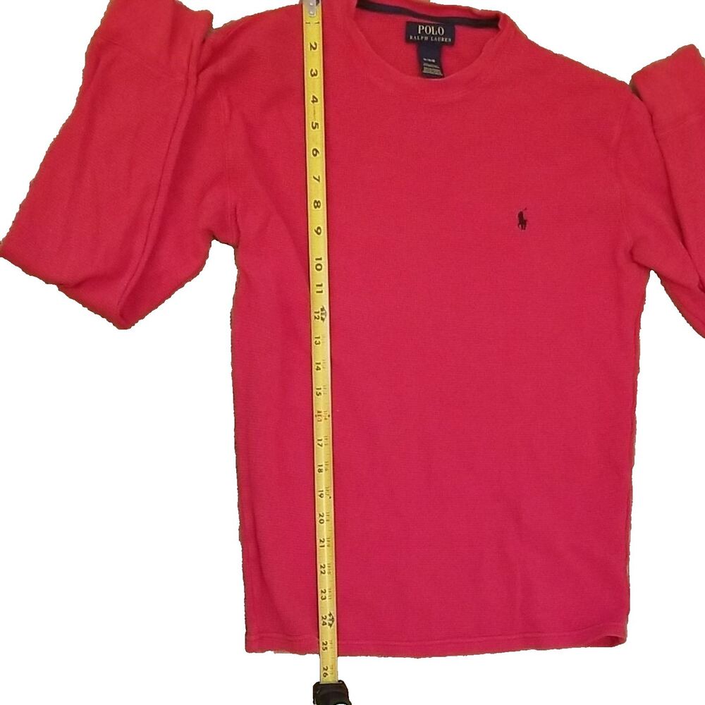 Polo Ralph Lauren Shirt Mens M Red Long Sleeve Crew Neck Classic Fit Cotton Pony - Picture 5 of 6